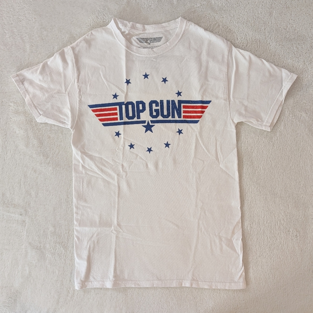 Top Gun Men's Graphic T-Shirt Cotton Short Sleeve Tee Shirt White Size Small